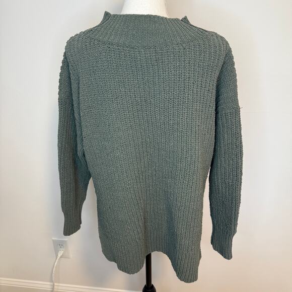 Aerie Mock Neck Chenille Split Side Sweater In Green Size Medium - Picture 11 of 15